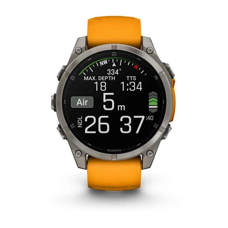 Garmin Fenix 8 AMOLED 47 mm Naranjo pantalla encendida