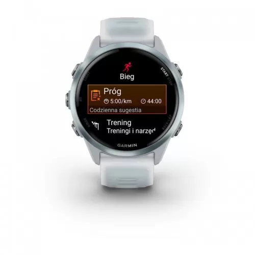 Garmin Forerunner 570 White 42 mm mostrando datos de carrera