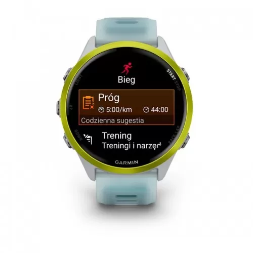 Garmin Forerunner 570 White 47 mm mostrando datos de carrera