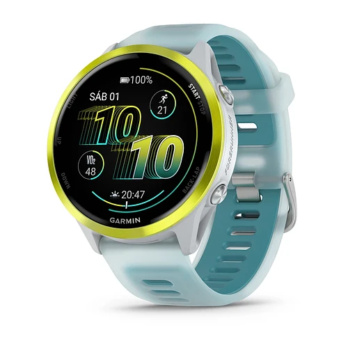 Garmin Forerunner 570 White 47 mm mostrando datos de carrera