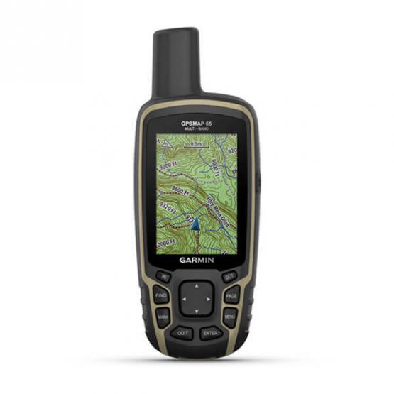 Garmin GPSMAP 65 vista frontal con pantalla encendida