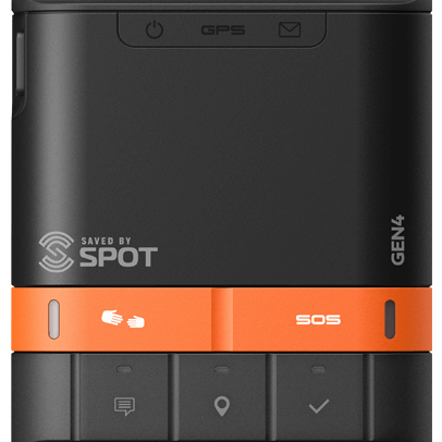 SPOT Gen3 naranja para arriendo con botón SOS visible