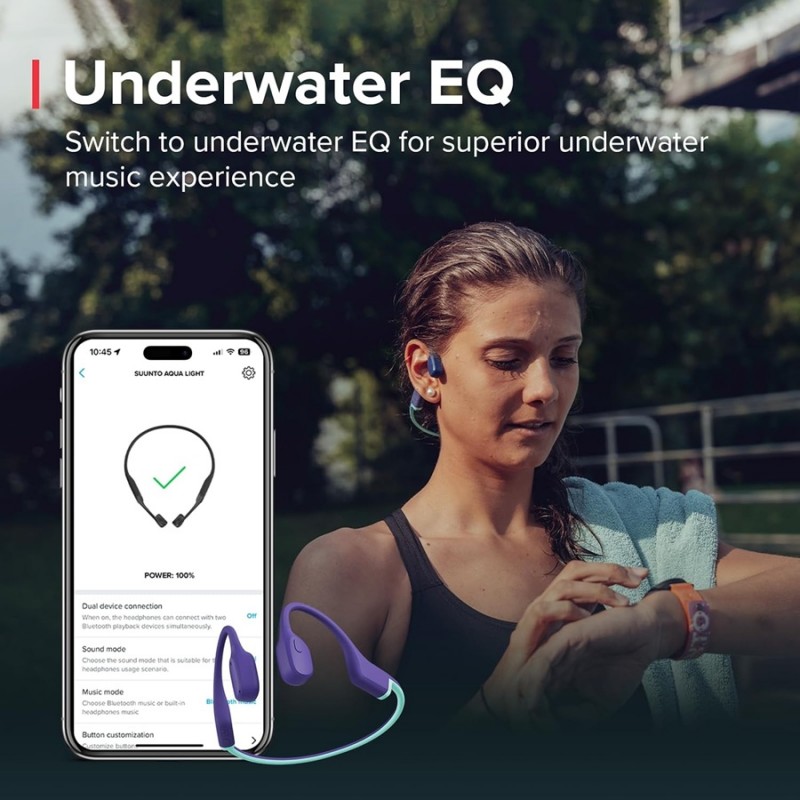 Suunto Aqua Light Tidal Black audífonos de conducción ósea para natación IP68