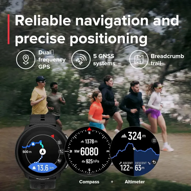 Reloj deportivo Suunto Run All Black con GPS multibanda para running