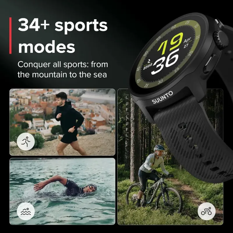 Reloj deportivo Suunto Run All Black con GPS multibanda para running