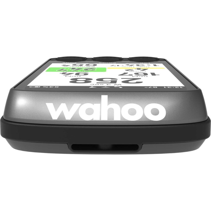 Wahoo ELEMNT ACE mostrando mapa y datos en pantalla a color